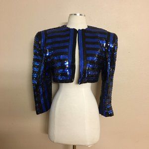Vintage Victor Costa Striped Sequin Bolero